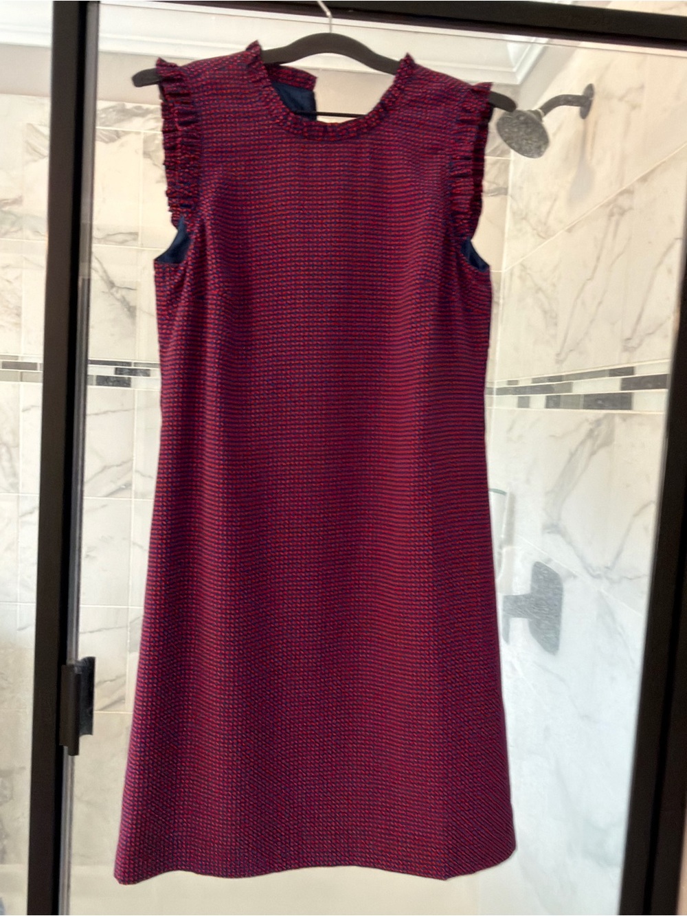 J. Crew Burgundy Multi Ruffle Sleeve Shift Dress